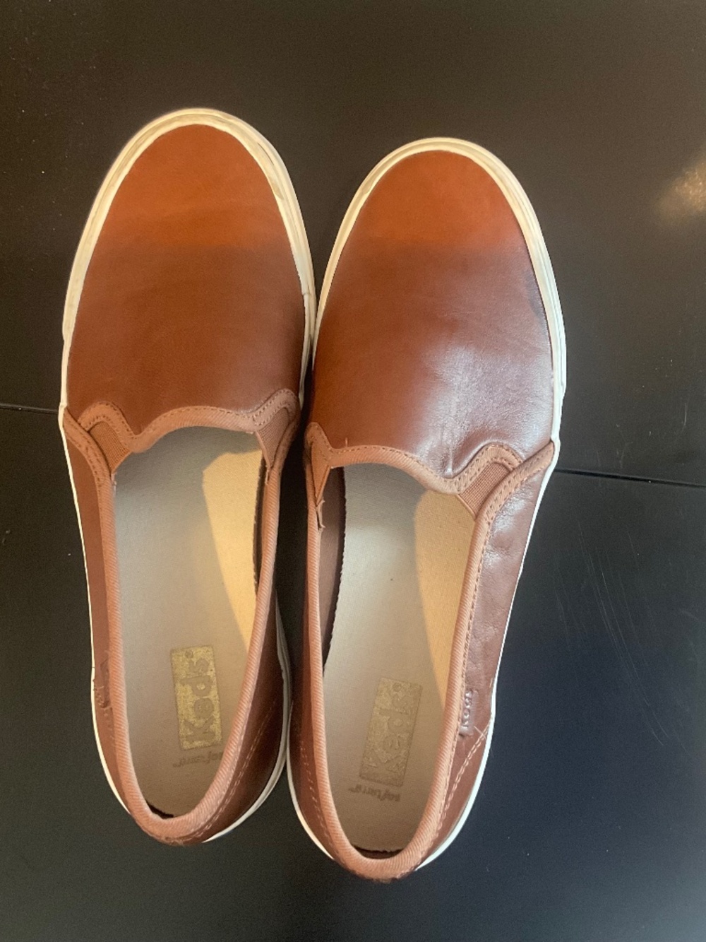 British Tan Slip On Sneaker with White Sole